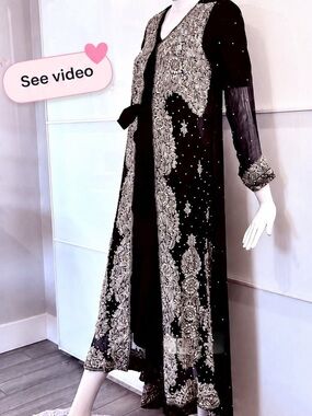 💎 Handmade Bridal Embellished Formal Long Jacket • Crystal Details Sz S/M